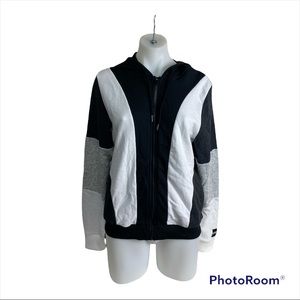 NWT Victoria's Secret Terry Cloth Color Block Black, Gray and White Hoodie [142]